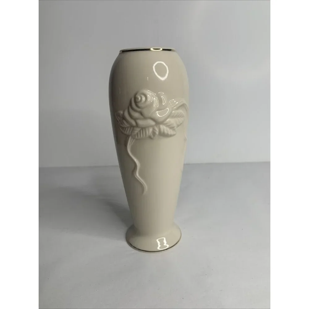 Lenox Rose Blossom Medium‎ Bud Vase  ~ 24K Gold Trim Vintage 7” New